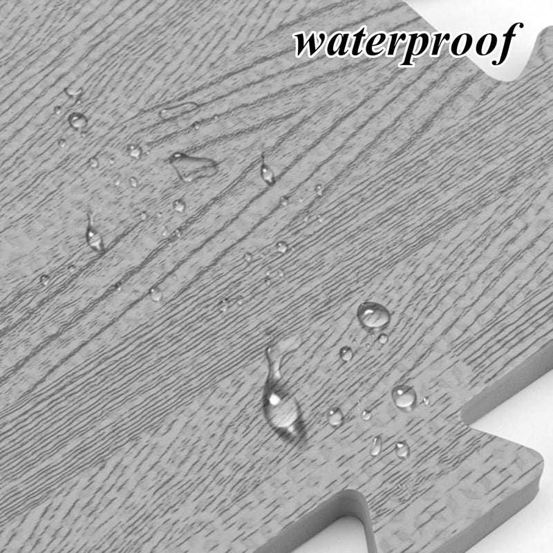 Tebery 16 Pieces Printed Wood Grain Interlocking Floor Tiles 3/8-Inch Thick EVA Foam Grey Puzzle Floor Mat - Image 4